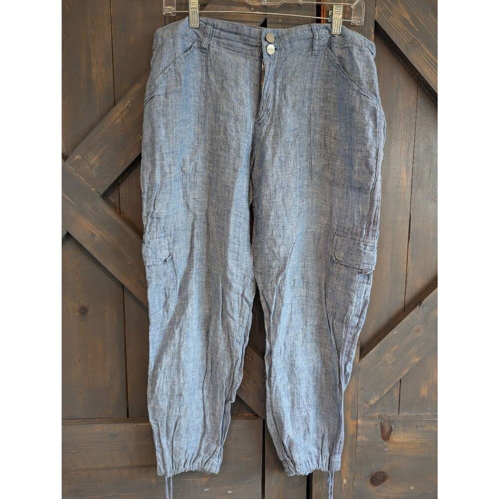 Sanctuary x Anthropologie Jogger Pants Women's Size 30 Blue Chambray Linen Cargo